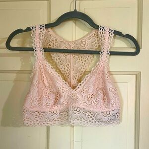Aerie Bralette Womens Size Large  Pink Lace Pretty